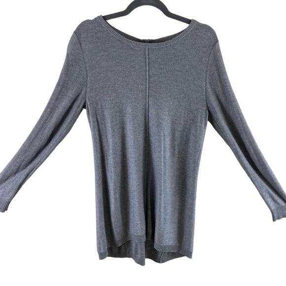 Joan Vass Gray Long Sleeve Round Neck Lightweight Cashmere Blend Sweater Size M - Picture 1 of 7